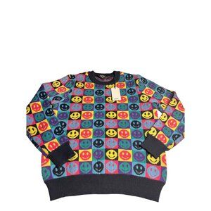 NWT-WESC Leon Pop Smiley Face  Unisex Parisian Nights Multicolor Knit sweater